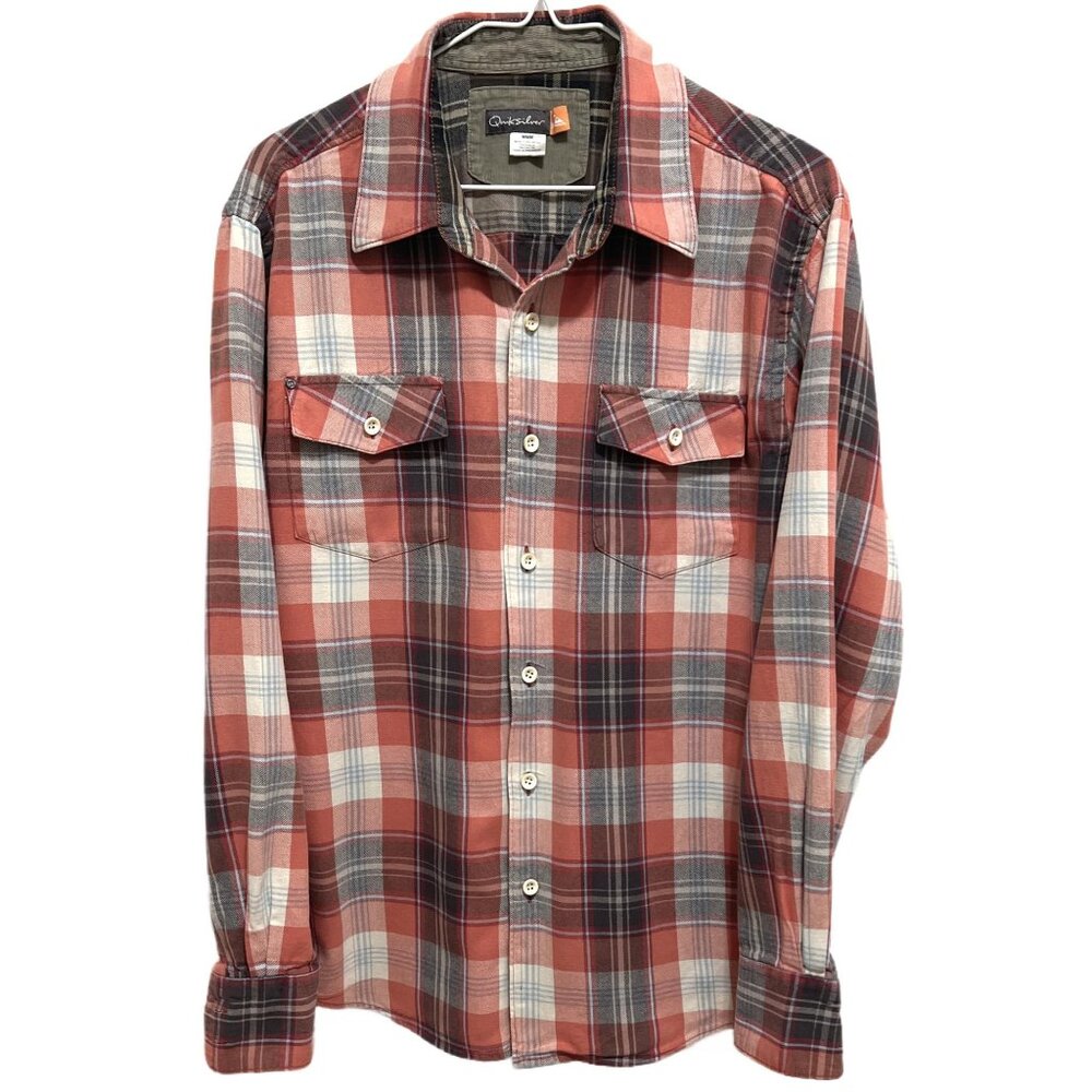 0708 Quicksilver Plaid Flannel Long Sleeve Shirt Mens